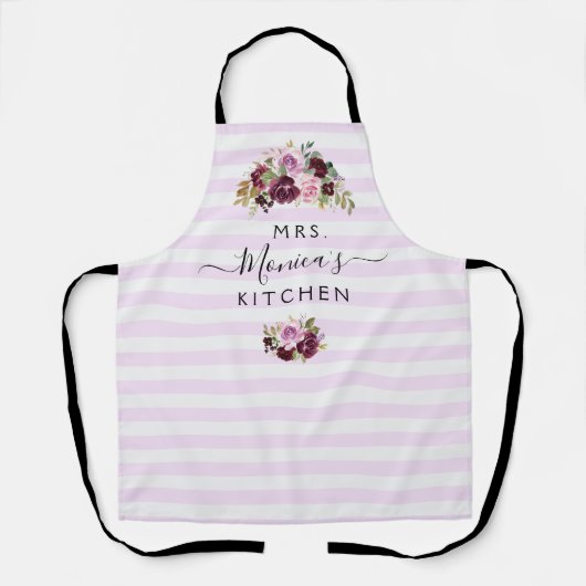 紫水色パーソナライズされたフローラ エプロン (正面)