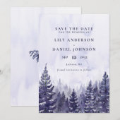 紫水色素朴松の木の林結婚の セーブザデート (正面/裏面)