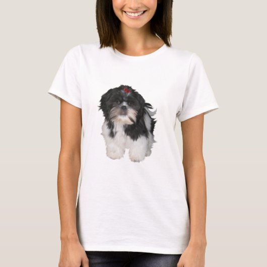 紫津シーズー(犬)珠子犬 Tシャツ (正面)
