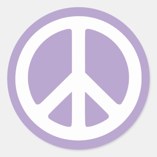 紫淡い色のと白の平和のシンボル ラウンドシール (正面)