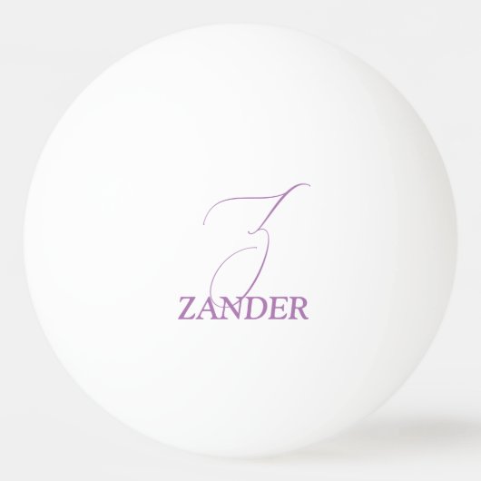 紫淡い色のモノグラムの 卓球ボール (正面)