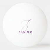 紫淡い色のモノグラムの 卓球ボール (裏面)