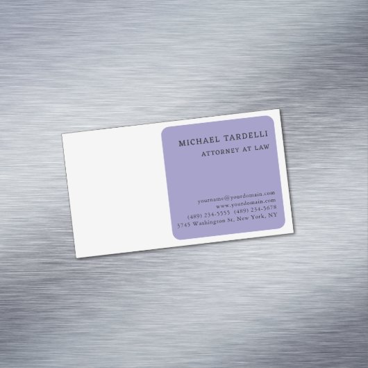 紫淡い色の白ミニマルクラシカルリスト マグネット名刺 (インサイチュ)