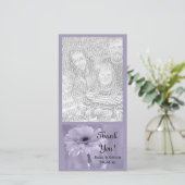 紫淡い色の色のデイジーの結婚ありがとう サンキューカード (スタンド正面)