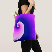 紫渦巻形のとピンクの波 トートバッグ (クローズアップ)