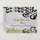 紫渦巻形のと緑の日付を保存 案内ポストカード (正面/裏面)