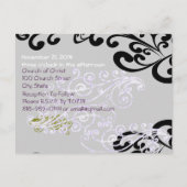 紫渦巻形のと緑の日付を保存 案内ポストカード (裏面)