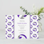 紫灰色排球女孩生日派对 招待状 (スタンド正面)