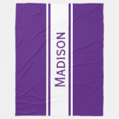 紫無地の色のストライプ名 フリースブランケット (正面)