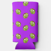 紫熱狂するの緑のゾンビ頭 スリム缶クーラー (裏面)