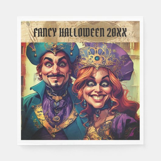 紫熱狂する色の衣装を着た風刺夫婦 スタンダードランチョンナプキン (正面)