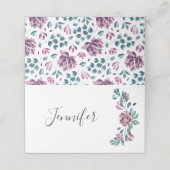 紫牡丹の水色結婚のカスタム座席表 プレイスカード (外部開封)