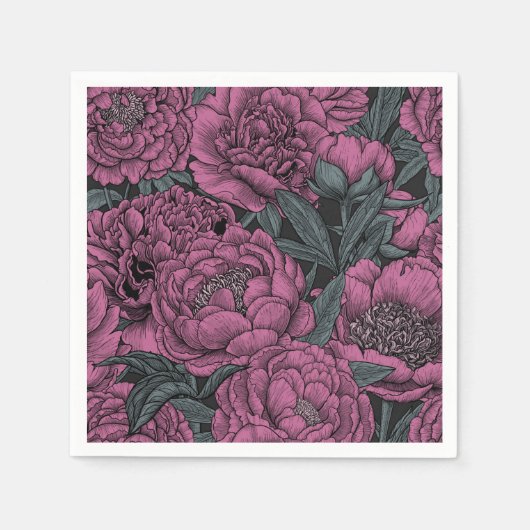 紫牡丹の花 スタンダードカクテルナプキン (正面)