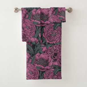 紫牡丹の花 バスタオルセット