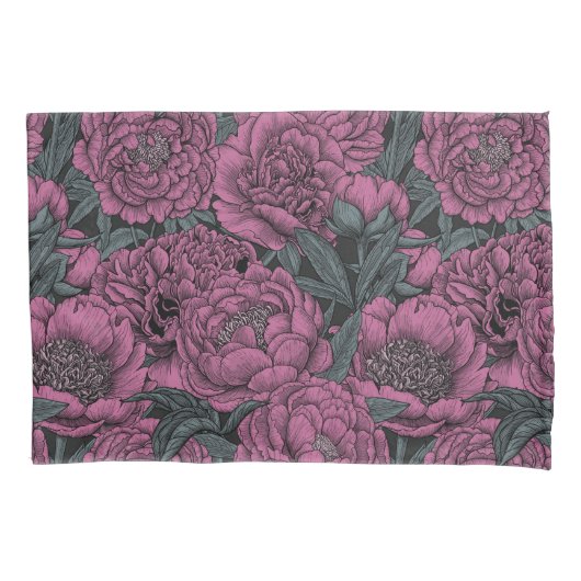 紫牡丹の花 枕カバー (正面左)