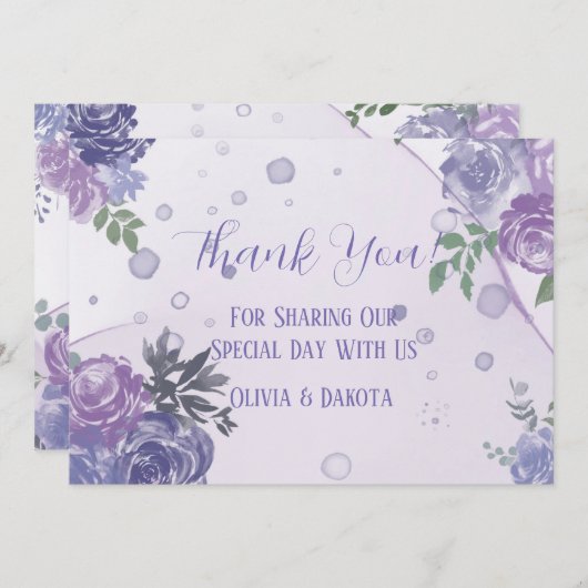 紫牡丹アルコールインクサンキューカード 招待状 (正面/裏面)