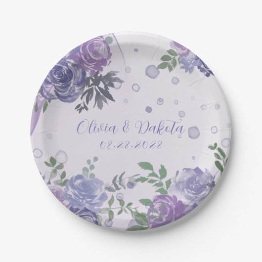 紫牡丹アルコールインクズ結婚ナプキン ペーパープレート (正面)