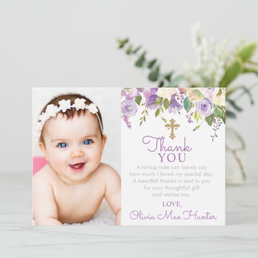 紫牡丹ガールバプテスマ写真 サンキューカード (スタンド正面)