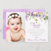 紫牡丹ガールバプテスマ写真 サンキューカード (正面/裏面)