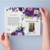 紫牡丹ハチドリ葬儀プログラム チラシ (手)