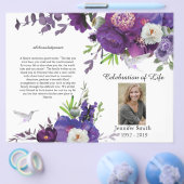 紫牡丹ハチドリ葬儀プログラム チラシ (シングル)