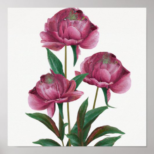 紫牡丹フラワーアートプリントポスター ポスター (正面)