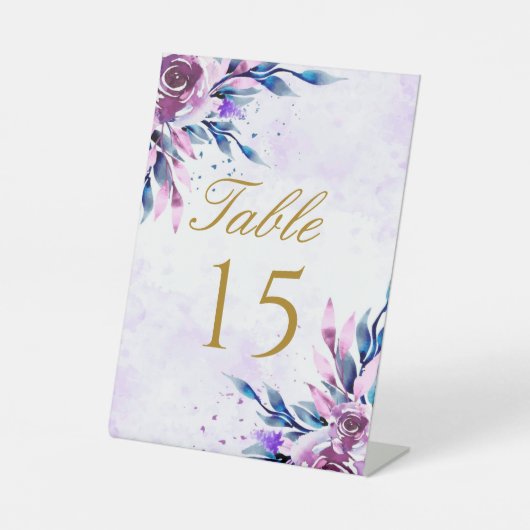 紫牡丹金ゴールド結婚のテーブル番号 台座サイン (正面)
