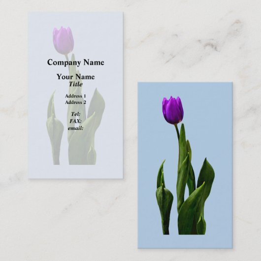紫独身のチューリップ 名刺 (正面/裏面)