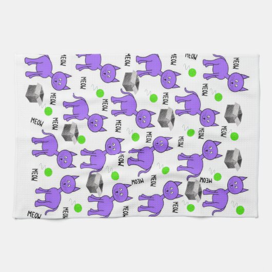 紫猫キッチンハンドタオル キッチンタオル (横)