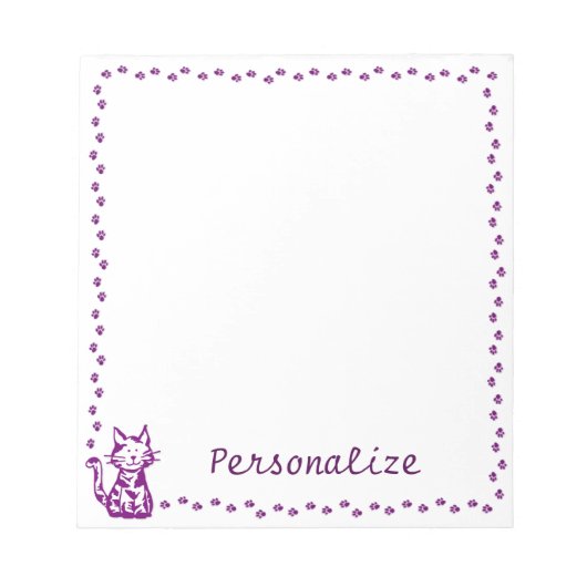 紫猫(前足縁ど) ノートパッド (正面)