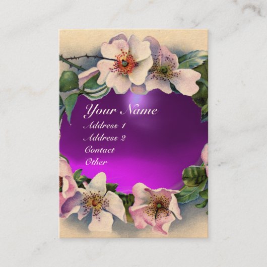 紫玉石モノグラムを有する野生バラ 名刺 (正面)