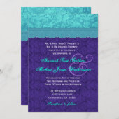 紫王室のとアクアブルーダマスク結婚式G500A 招待状 (正面/裏面)