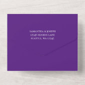 紫王室のとティール(緑がかった色)グラデーショングリッター結婚ズ オールインワン招待状 (裏面)