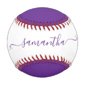 紫王室のと白かわいい弓の署名名 野球ボール (裏面)