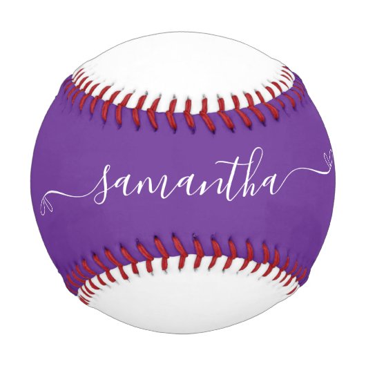 紫王室のと白かわいい弓の署名名 野球ボール (正面)