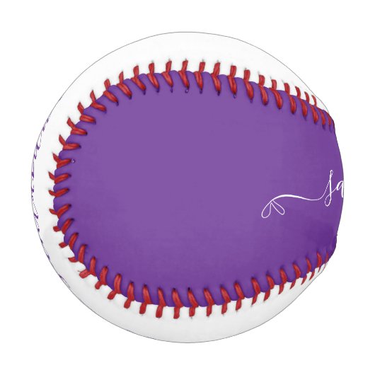 紫王室のと白かわいい弓の署名名 野球ボール (正面左)