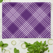 紫王室のと白の格子縞 キッチンタオル (折り畳み)