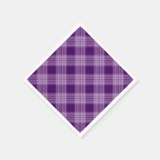 紫王室のと白の格子縞 スタンダードカクテルナプキン (角)