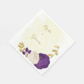 紫王室のと白の花金ゴールド スタンダードランチョンナプキン (角)