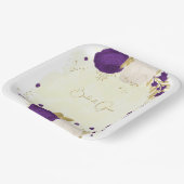 紫王室のと白の花金ゴールド ペーパープレート (傾斜あり)