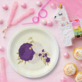 紫王室のと白の花金ゴールド ペーパープレート (パーティー)