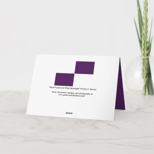 紫王室のと白の長方形 サンキューカード (裏面)