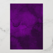 紫王室のと金ゴールドのフローラ結婚 箔招待状 (裏面)