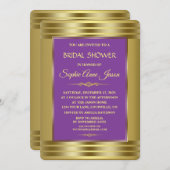 紫王室のと金ゴールドブライダルシャワー 招待状 (正面/裏面)