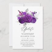 紫王室のと銀のフローラの結婚更新 招待状 (正面)
