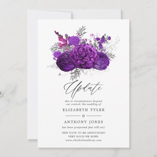 紫王室のと銀のフローラの結婚更新 招待状 (正面)