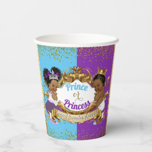 紫王室のと青を明らかにするアフリカの性別 紙コップ (裏面)
