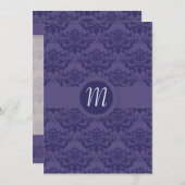 紫王室ののダマスクの結婚式 招待状 (正面/裏面)