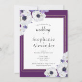 紫王室ののフローラ金ゴールドフレ結婚ーム 招待状 (正面)