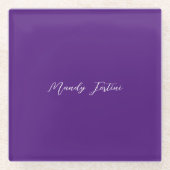 紫王室のの平野エレガントミニマル書 ガラスコースター (正面)